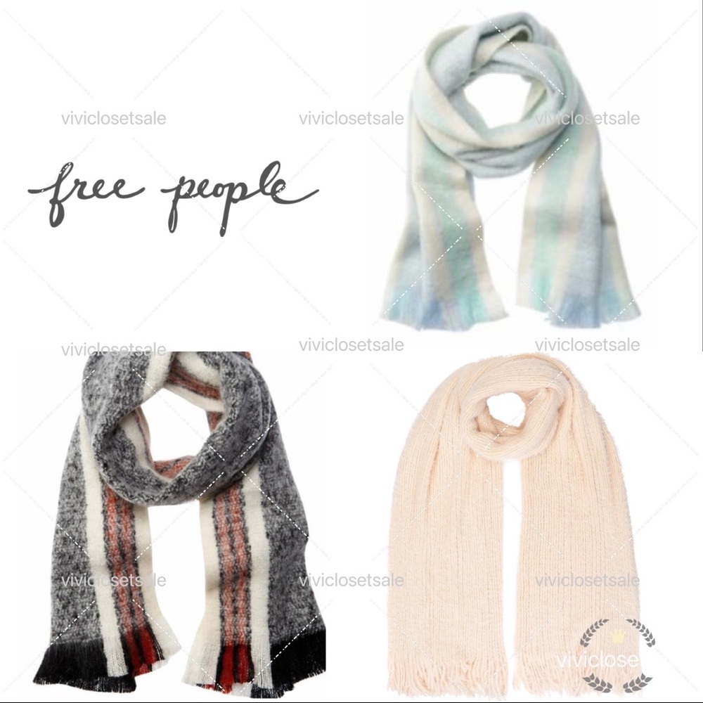 NWT✨ BUNDLE OF 3✨Free People Brushed Racer Stripe Blanket Scarf